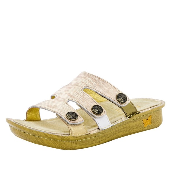 Alegria | “Venice Gold Your Own Way” Casual Slip On Leather Wedge Sandals, Sz38 - Picture 1 of 8